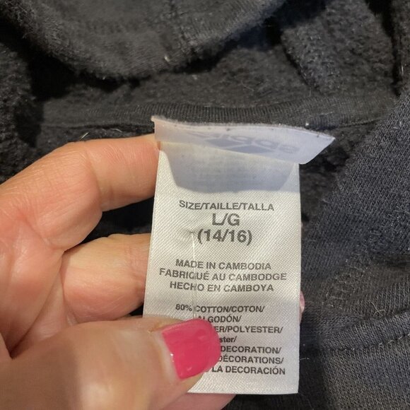 ADIDAS Boys Signature HoodieSweatshirt  Sz Large 14/16 Black with White Stripes - Picture 7 of 11